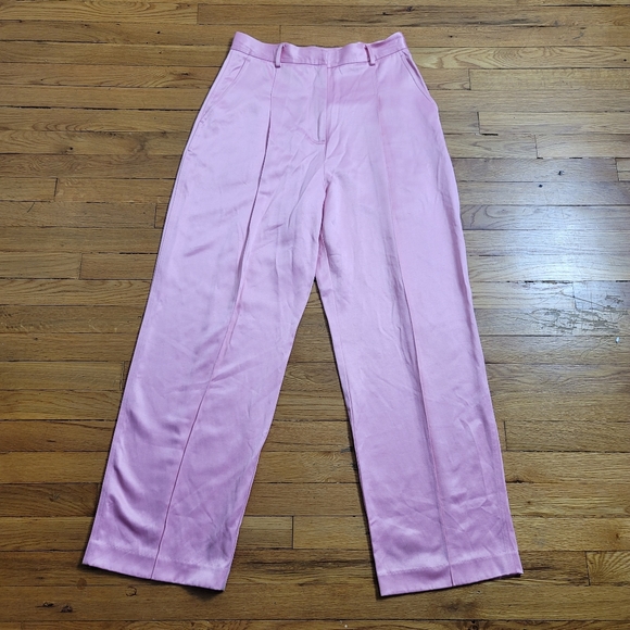 H&M Pink Satin Wide Leg Pants - Picture 1 of 9